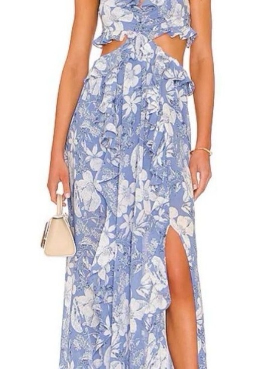 Astr Dresses & Skirts - ✨ ASTR the Label Blue Floral Cutout Maxi Dress – Size Small ✨